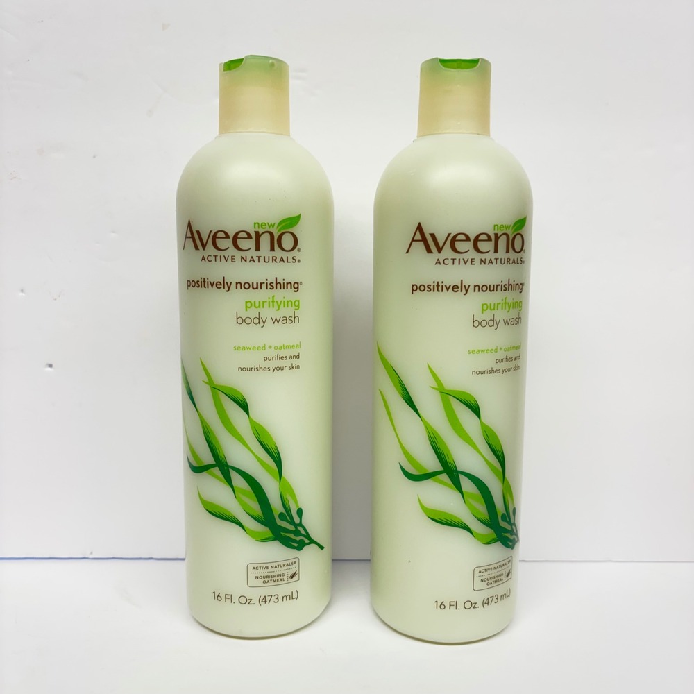 Aveeno Positively Nourishing Purifying Body Wash Seaweed & Oatmeal 16oz 2pk